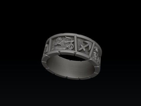Horoscope Sagittarius Ring v2 3D print model Modelo de Impressão 3D