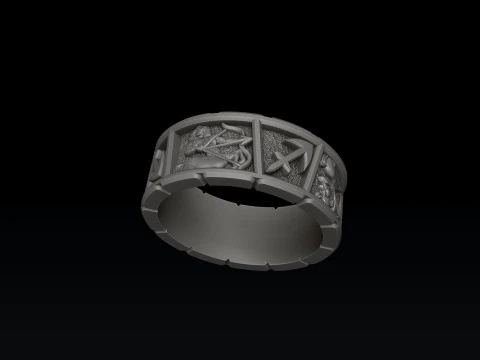 Horoscope Sagittarius Ring v2 3D print model 3D Print Model