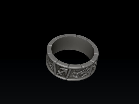 Horoscope Sagittarius Ring v2 3D print model Modelo de Impressão 3D