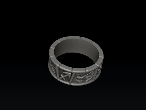 Horoscope Sagittarius Ring v2 3D print model 3D Print Model