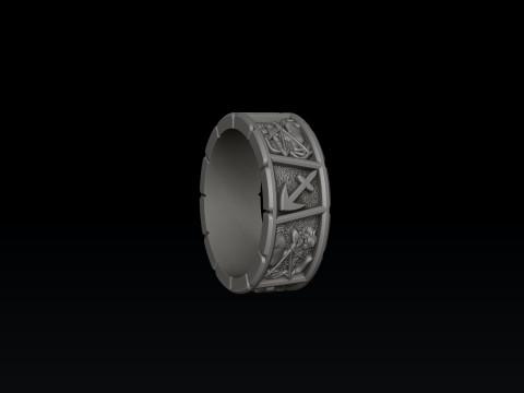 Horoscope Sagittarius Ring v2 3D print model Modelo de Impressão 3D