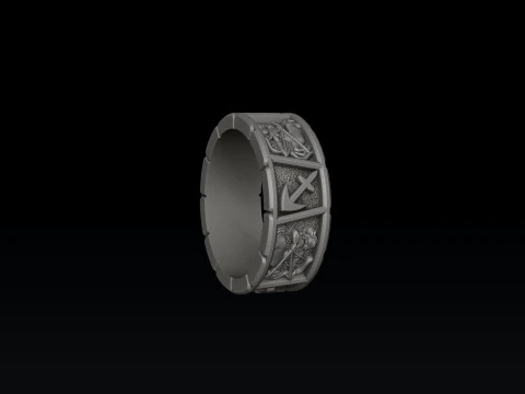 Horoscope Sagittarius Ring v2 3D print model 3D Print Model