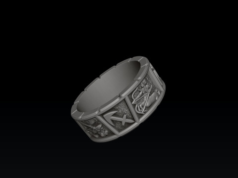 Horoscope Sagittarius Ring v2 3D print model Modelo de Impressão 3D