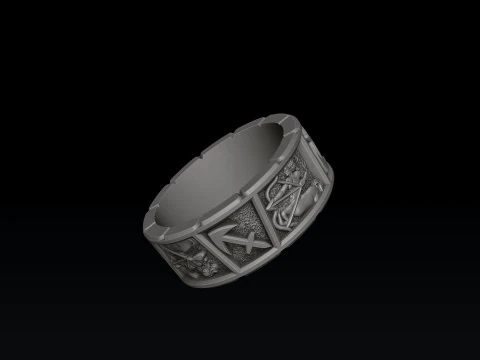 Horoscope Sagittarius Ring v2 3D print model 3D Print Model