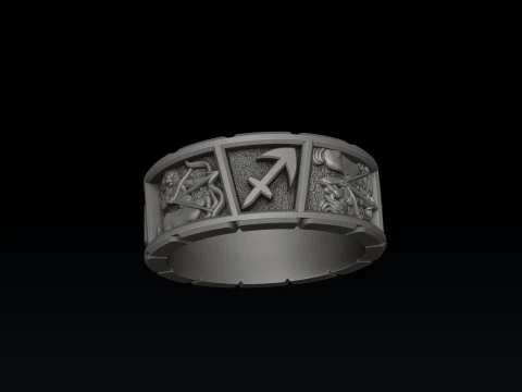 Horoscope Sagittarius Ring v2 3D print model 3D Print Model