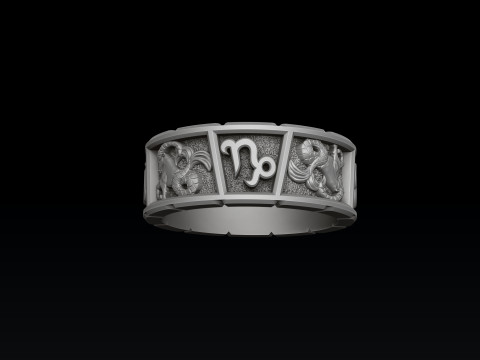 Horoscope Capricorn Ring v2 3D print model 3D print model Modello di stampa 3D
