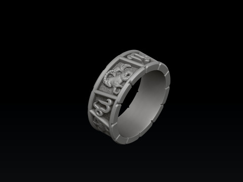 Horoscope Capricorn Ring v2 3D print model 3D print model Modello di stampa 3D