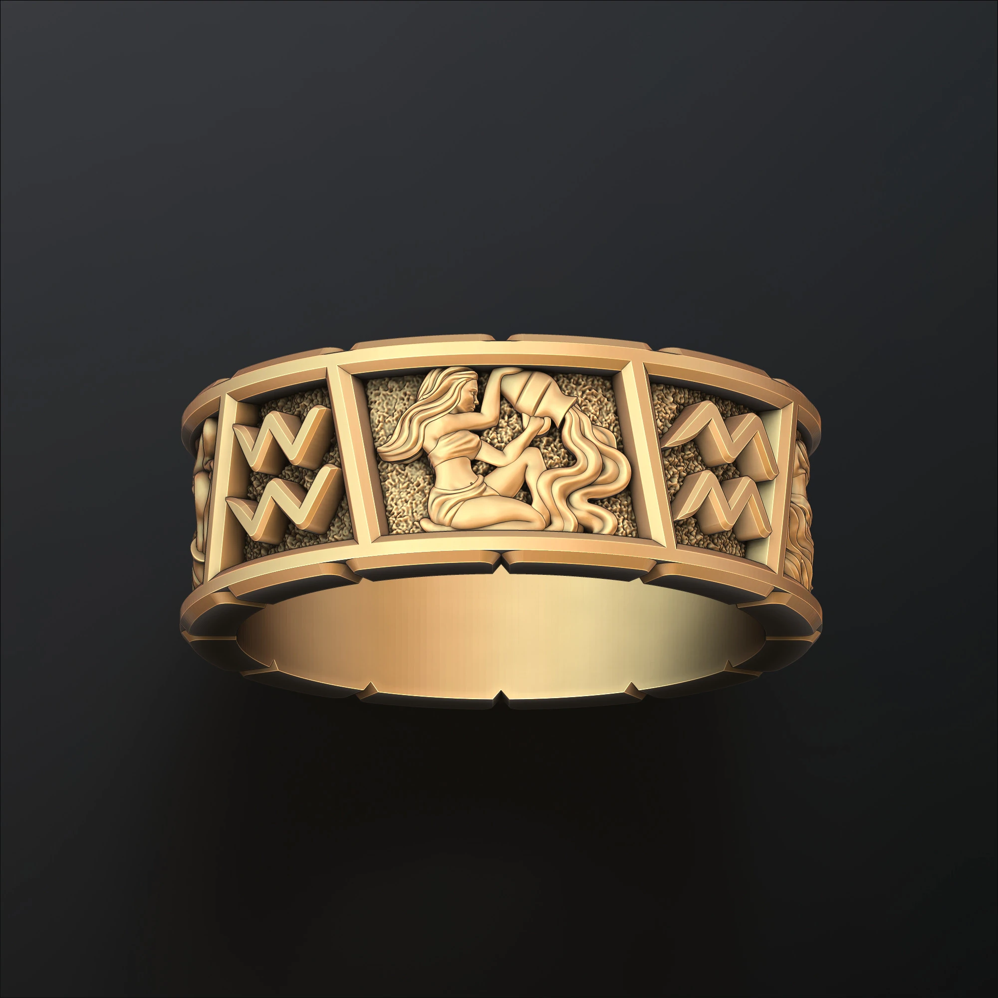 Horoscope Aquarius Ring v2 3D print model 3D Print Model .c4d .max .obj .3ds .fbx .stl .blend