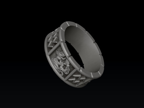 Horoscope Aquarius Ring v2 3D print model 3D Принт Модель