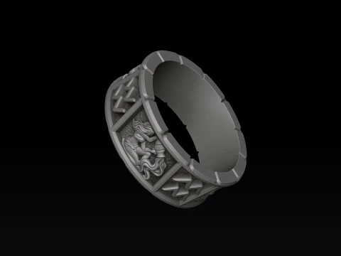 Horoscope Aquarius Ring v2 3D print model 3D Print Model