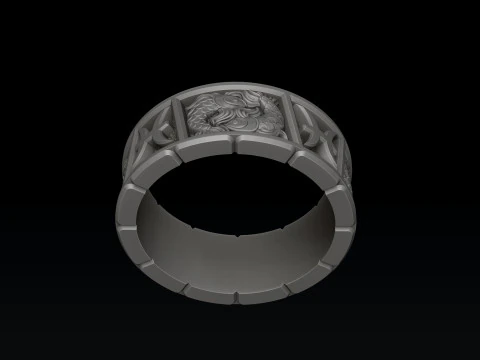 Horoscope Pisces Ring v2 3D print model 3D Print Model