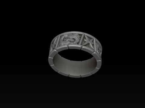 Horoscope Pisces Ring v2 3D print model 3D 프린트 모델
