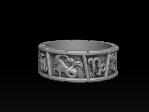 Zodiac Horoscope Rings v2 Set Pack Collection 3D print models 3D 프린트 모델