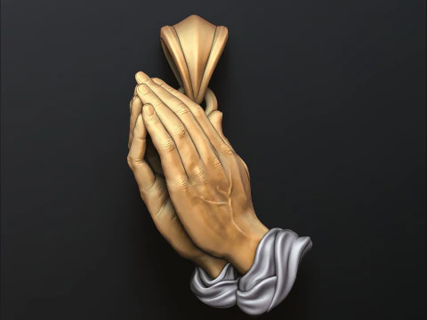 Modello di stampa 3D con ciondolo mani in preghiera Modello di stampa 3D