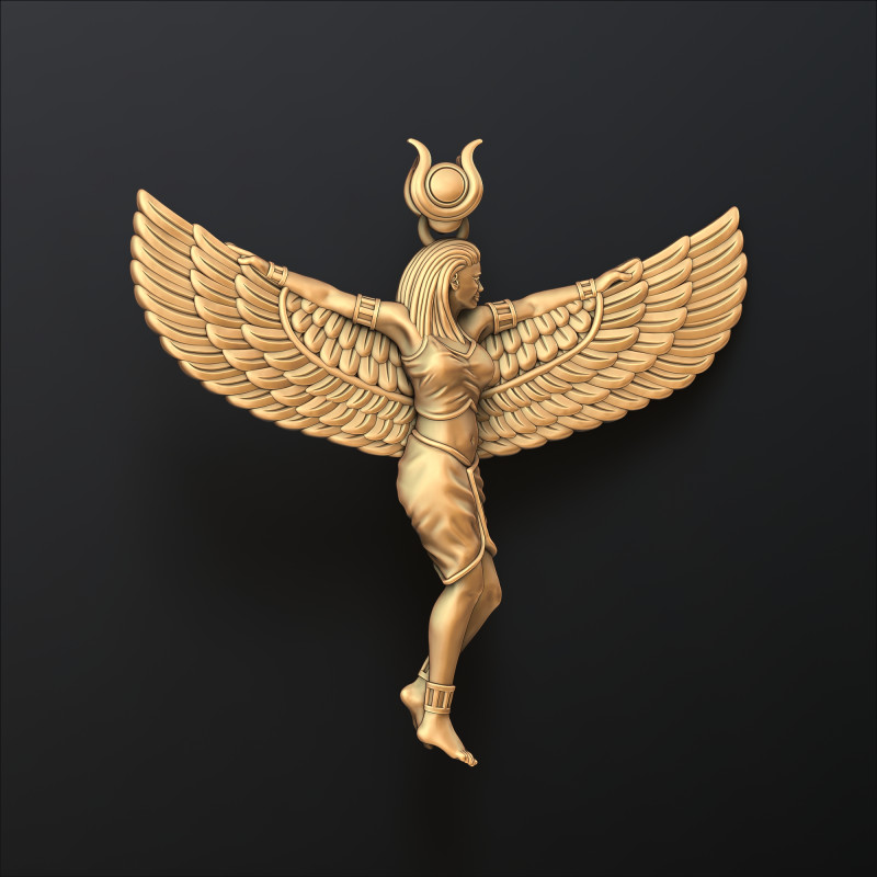 Isis Egyptian Goddess Pendant v2 3D print model 3Dプリントモデル .c4d .max .obj .3ds .fbx .stl .blend