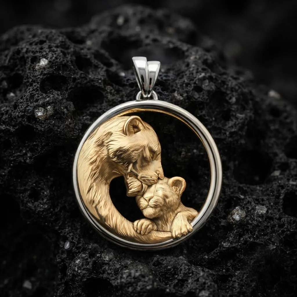 Lioness With Cub Pendant 3D print model 3D Print Model .c4d .max .obj .3ds .fbx .stl .blend 