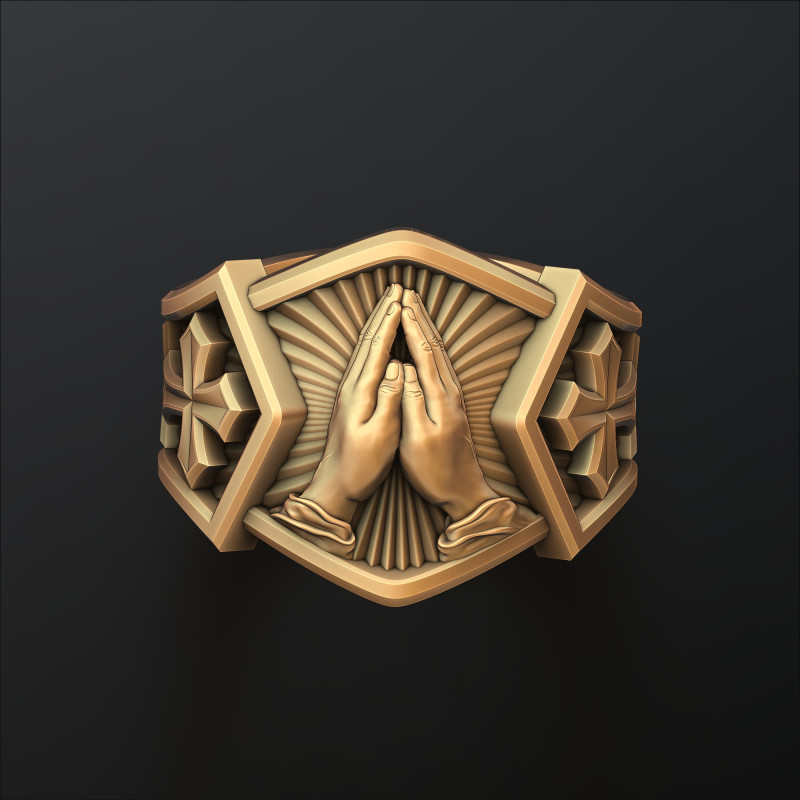 Praying Hands Ring 3D print model 3D Print Model .c4d .max .obj .3ds .fbx .stl .blend