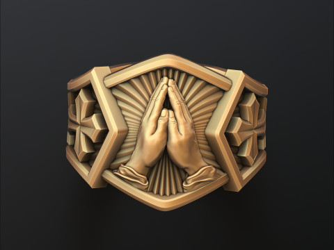 Praying Hands Ring 3D print model 3D प्रिंट मॉडल