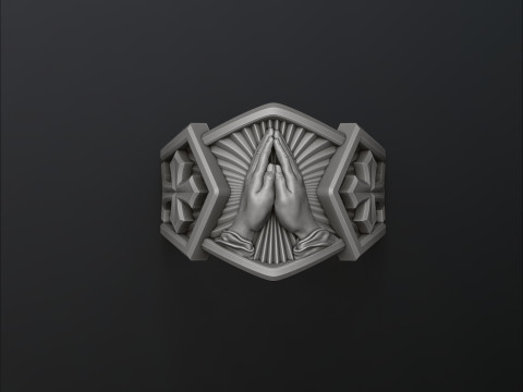 Praying Hands Ring 3D print model 3D Print Model