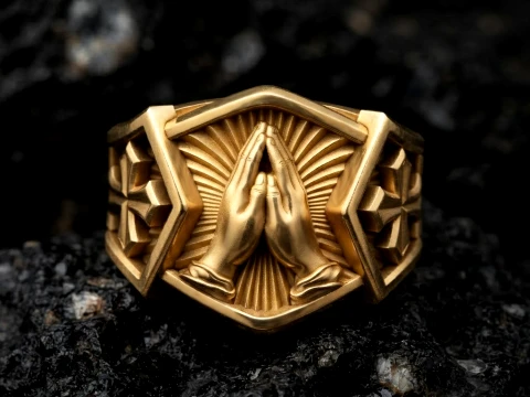 Praying Hands Ring 3D print model 3D Print Model