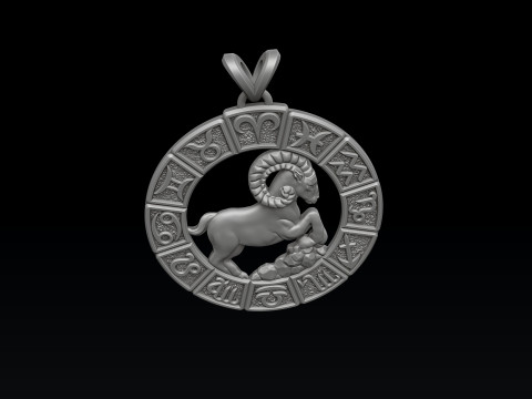 Horoscope Aries Ring Pendant v2 Collection 3Dプリントモデル