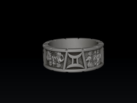 Horoscope Gemini Ring Pendant v2 Collection 3D Print Model