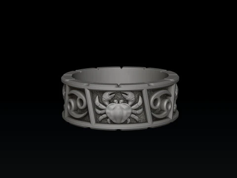 Horoscope Cancer Ring Pendant v2 Collection 3D Print Model