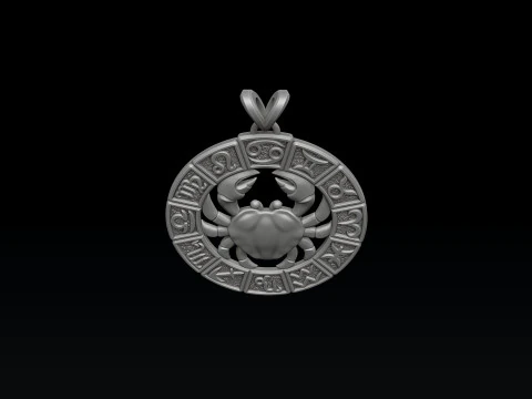 Horoscope Cancer Ring Pendant v2 Collection 3D Print Model