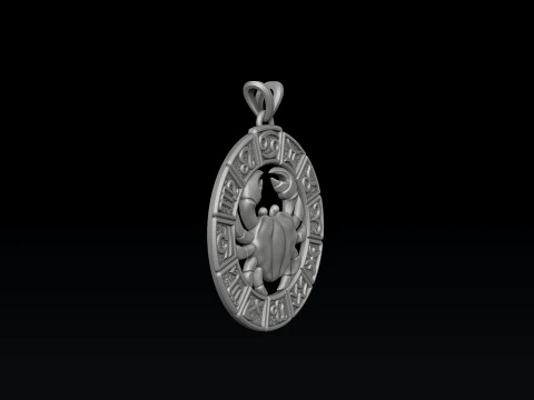Horoscope Cancer Ring Pendant v2 Collection 3D Print Model