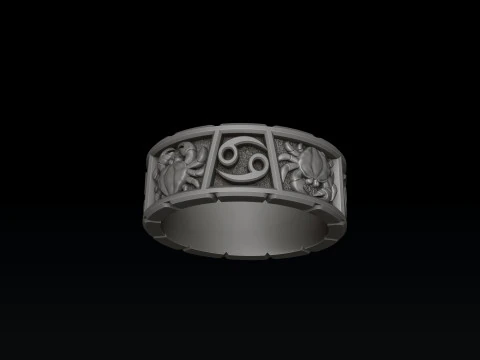 Horoscope Cancer Ring Pendant v2 Collection 3D Print Model