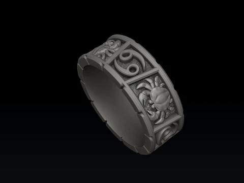 Horoscope Cancer Ring Pendant v2 Collection 3D Print Model