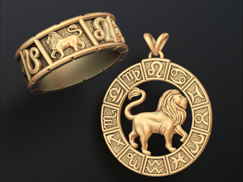 Horoscope Leo Ring Pendant v2 Collection 3D Print Model
