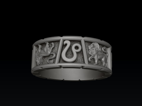 Horoscope Leo Ring Pendant v2 Collection Modèles 3D en vedette