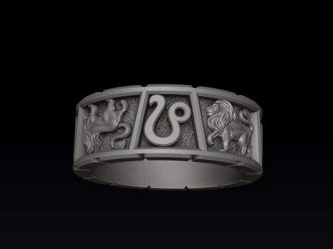 Oroscopo Leone Anello Pendente Collezione v2 Modello di stampa 3D