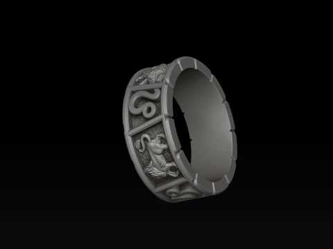 Oroscopo Leone Anello Pendente Collezione v2 Modello di stampa 3D