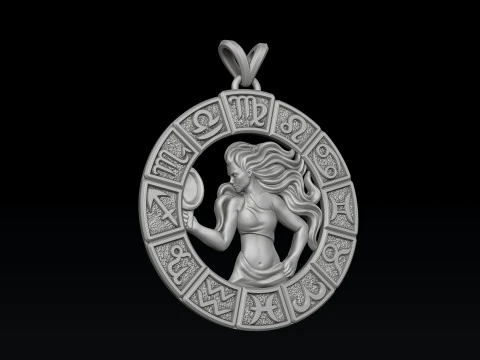 Horoscope Virgo Ring Pendant v2 Collection 3D Print Model