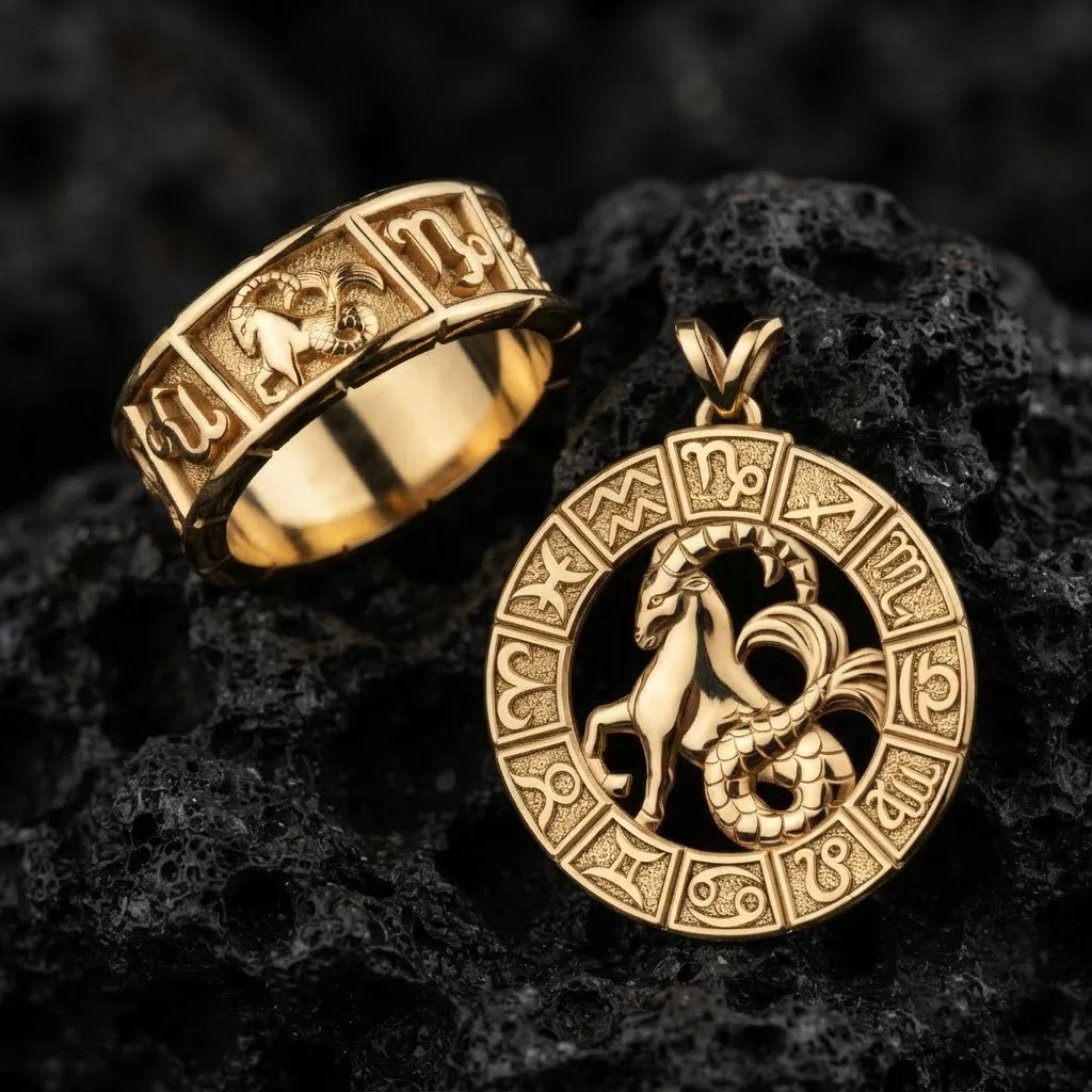 Horoscope Capricorn Ring Pendant v2 Collection 3D Print Model .c4d .max .obj .3ds .fbx .stl .blend 