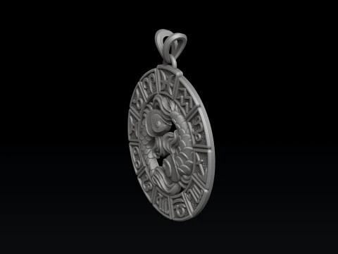 Horoscope Pisces Ring Pendant v2 Collection 3D Print Model