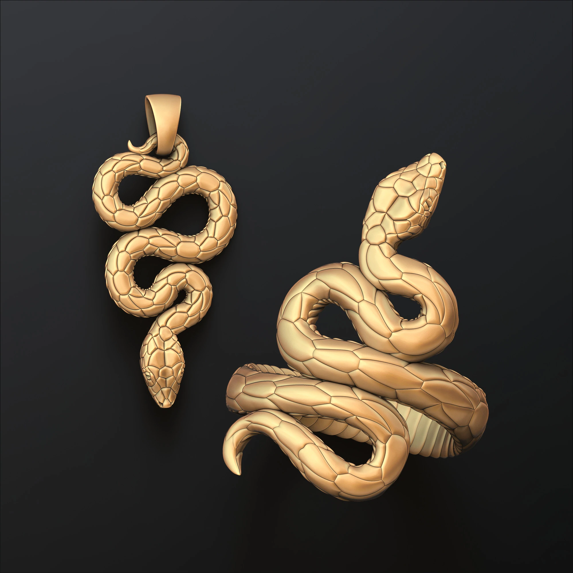 Snake Ring pendant v3 Collection 3D Print Model .c4d .max .obj .3ds .fbx .stl .blend