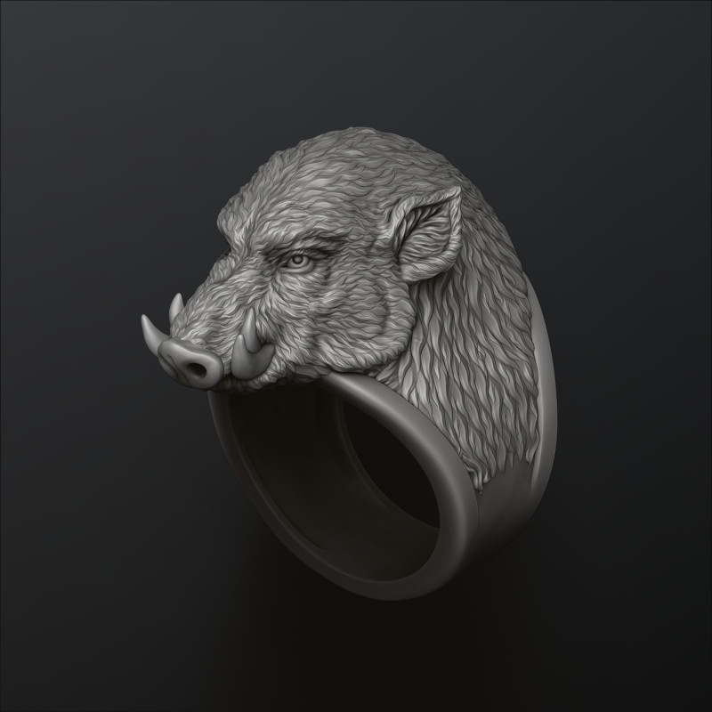 Wild Boar Ring 3D print model Modelo de impresión 3D .c4d .max .obj .3ds .fbx .stl .blend 