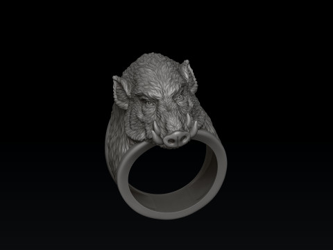 Wild Boar Ring 3D print model Modelo de impresión 3D