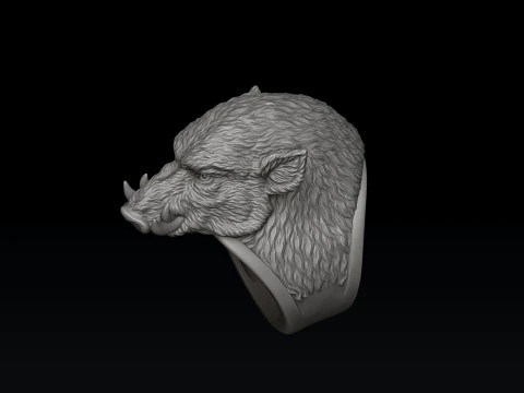 Wild Boar Ring 3D print model 3D Print Model