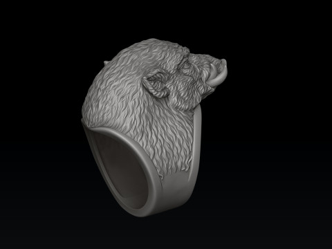 Wild Boar Ring 3D print model Modelo de impresión 3D