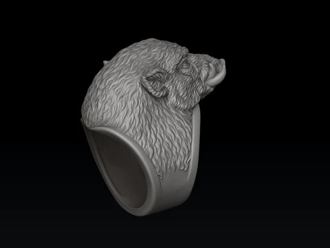 Wild Boar Ring 3D print model 3D Print Model
