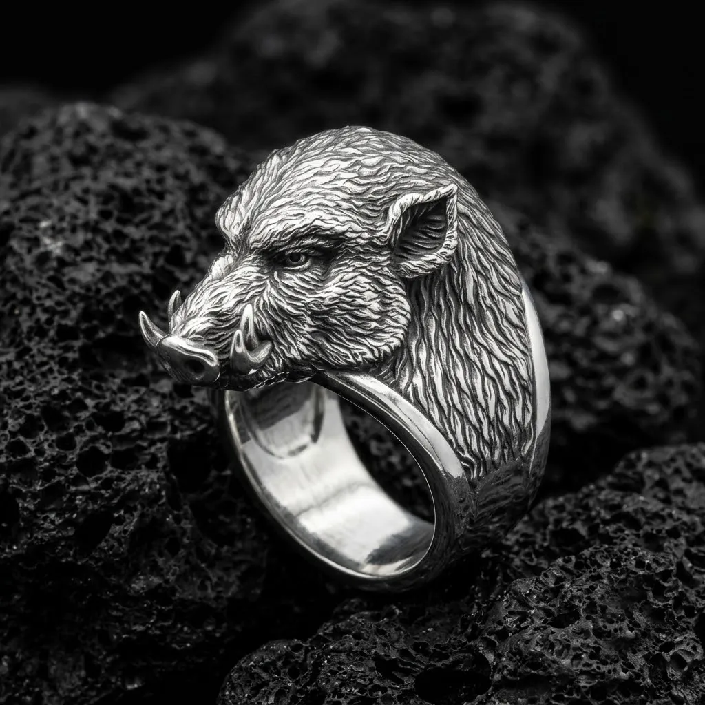 Wild Boar Ring 3D print model 3D Print Model .c4d .max .obj .3ds .fbx .stl .blend 