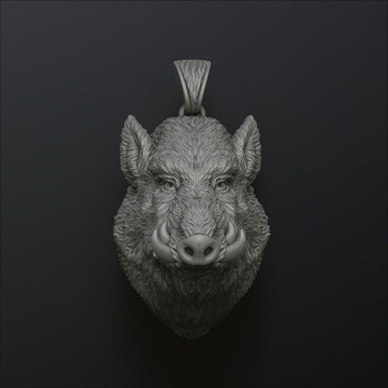 Wild Boar Pendant 3D print model 3D प्रिंट मॉडल .c4d .max .obj .3ds .fbx .stl .blend