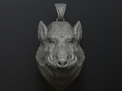 Wild Boar Pendant 3D print model 3D Druckmodell