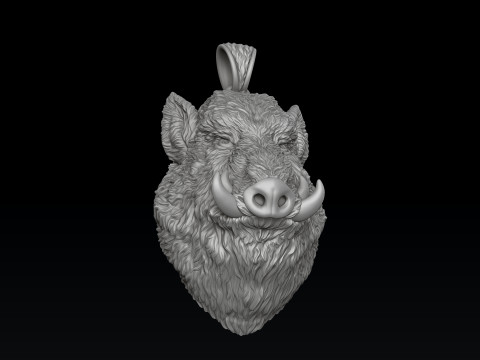 Wild Boar Pendant 3D print model 3D प्रिंट मॉडल