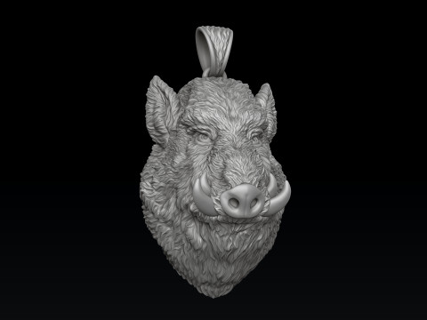 Wild Boar Pendant 3D print model 3D प्रिंट मॉडल