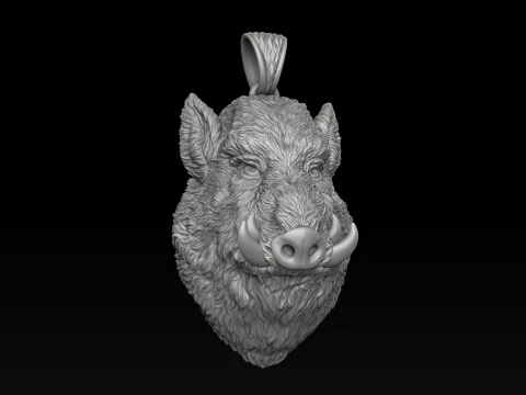 Wild Boar Pendant 3D print model 3D Print Model